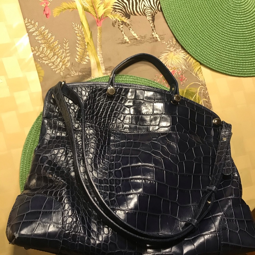 Furla blue crocodile handbag